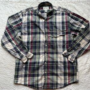 Eddie Bauer | Mens Plaid Blue Red Green Flannel Long Sleeve Collared Shirt M